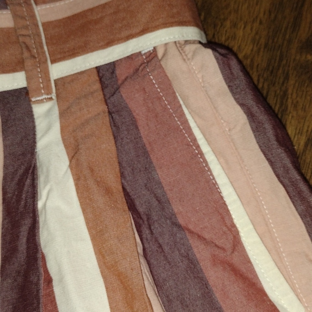 MADEWELL PAPER BAG High Rise RAINBOW STRIPE Brown Tan CREME 6 - Picture 6 of 9